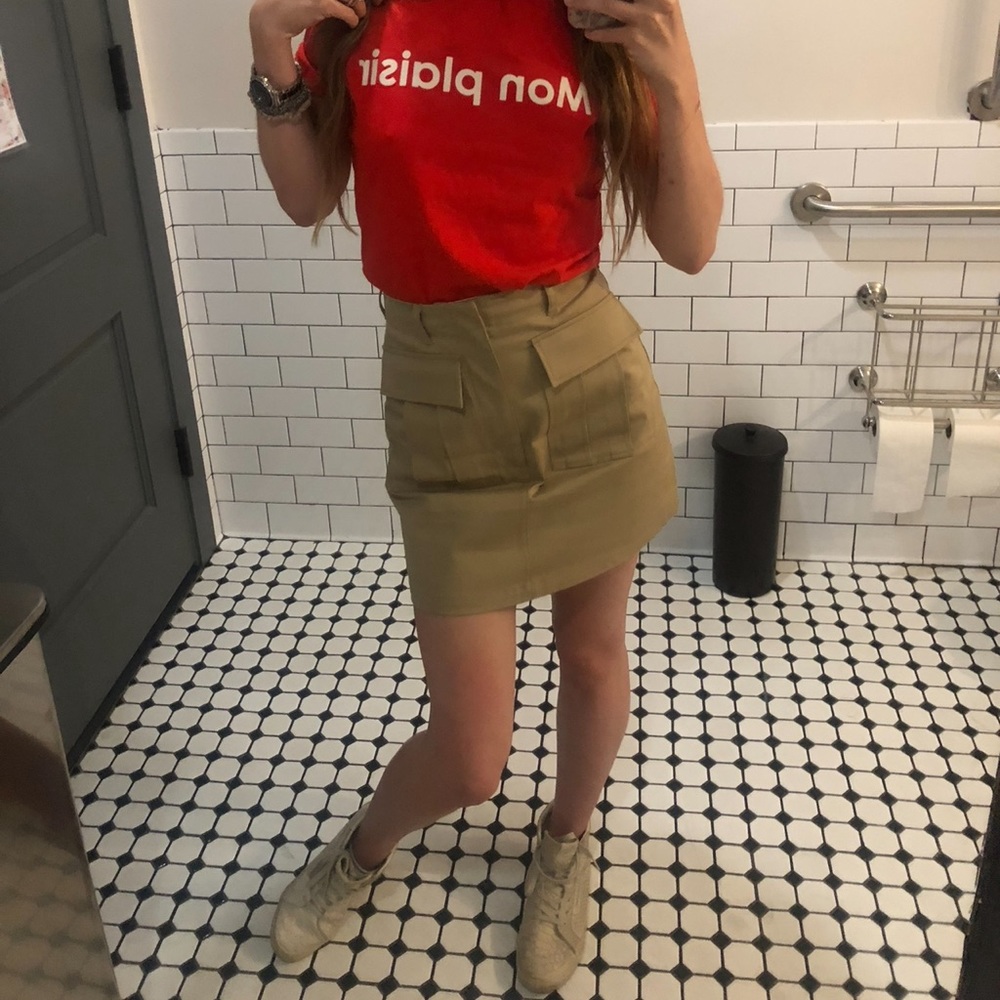 Khaki pocketed zara mini skirt
